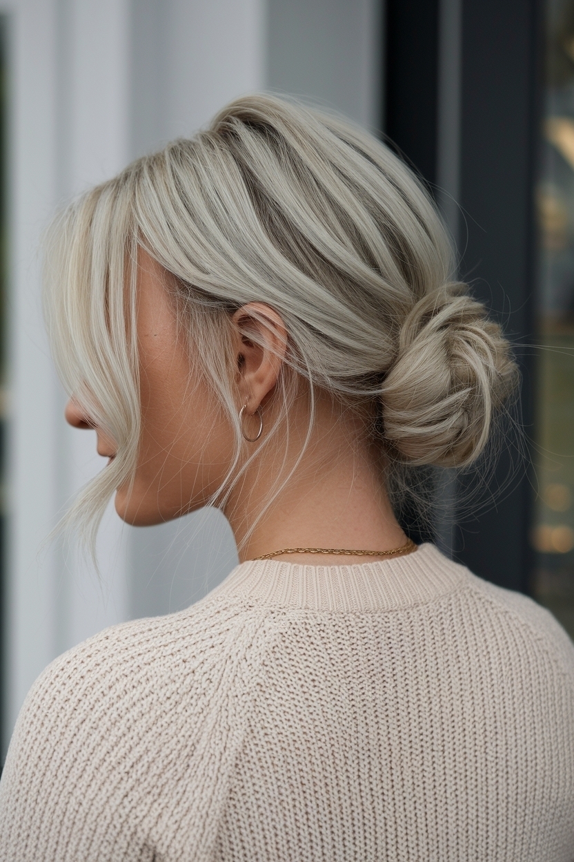 Simple Hairstyles for Medium Hair Casual Easy Updo Shoulder Length outfit idea