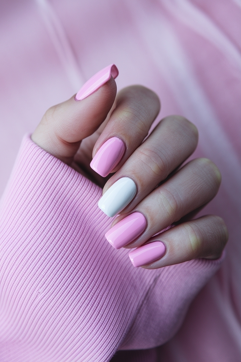 Simple Pink and White Nails for Effortless Elegance outfit idea