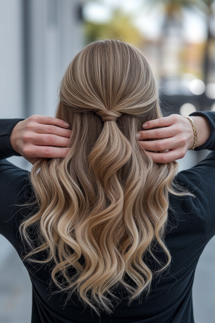 Slick Back Half Up Half Down Hair Curly Styles to Try outfit idea