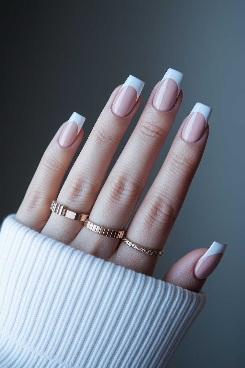 Square Round French Tip Nails: Blending Styles Perfectly outfit idea