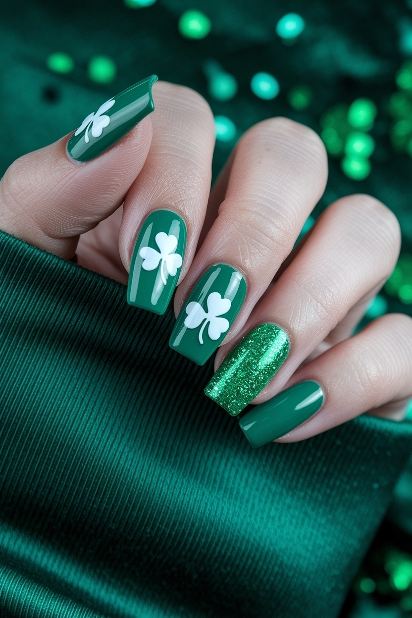 Festive St Patrick Day Nails Acrylic for a Lucky Look outfit idea