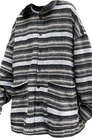 Style Core Aesthetics, New Style Trends - 80's Grandma Striped Cardigan Sweater