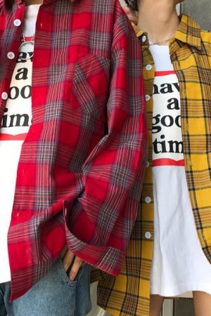 Style Core Aesthetics, New Style Trends - 90s Kids Shirt in Plaid Check