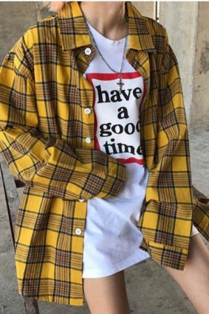 Style Core Aesthetics, New Style Trends - 90s Kids Shirt in Plaid Check