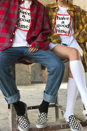 Style Core Aesthetics, New Style Trends - 90s Kids Shirt in Plaid Check