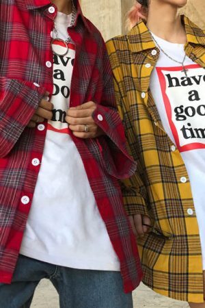 Style Core Aesthetics, New Style Trends - 90s Kids Shirt in Plaid Check