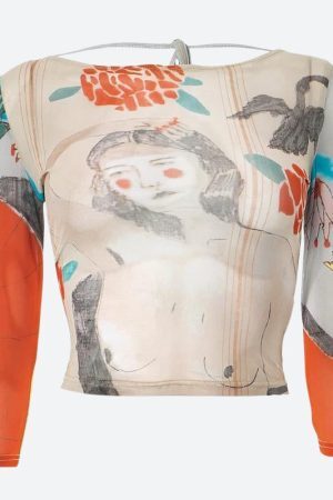 Style Core Aesthetics, New Style Trends - Abstract Woman Backless Crop Top