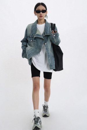 Style Core Aesthetics, New Style Trends - Acubi Asymmetrical Denim Jacket