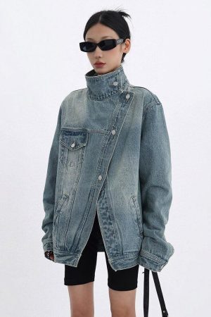Style Core Aesthetics, New Style Trends - Acubi Asymmetrical Denim Jacket