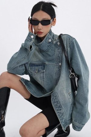 Style Core Aesthetics, New Style Trends - Acubi Asymmetrical Denim Jacket