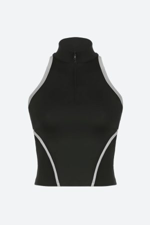 Style Core Aesthetics, New Style Trends - Acubi Open Back Zip-Up Top