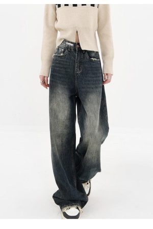 Style Core Aesthetics, New Style Trends - Acubi Wide Leg Dark Jeans