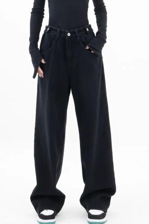 Style Core Aesthetics, New Style Trends - Adjustable Waist Baggy Denim Jeans