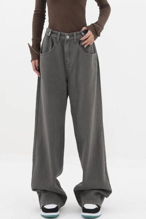 Style Core Aesthetics, New Style Trends - Adjustable Waist Baggy Denim Jeans