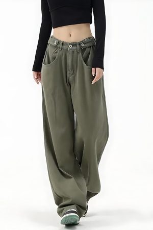 Style Core Aesthetics, New Style Trends - Adjustable Waist Baggy Denim Jeans