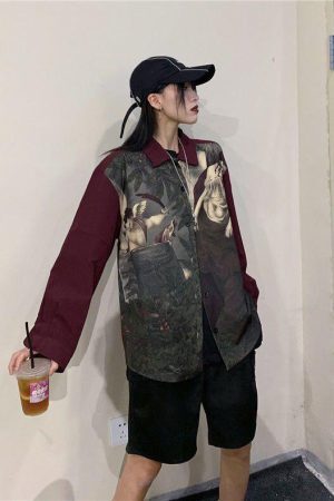 Style Core Aesthetics, New Style Trends - Angel Print Long Sleeve Shirt