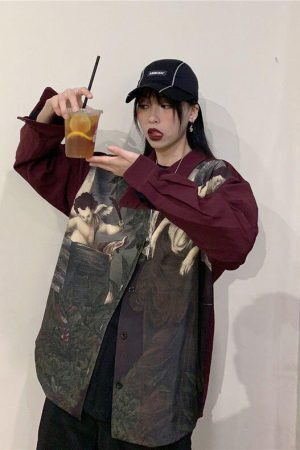 Style Core Aesthetics, New Style Trends - Angel Print Long Sleeve Shirt