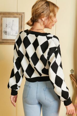 Style Core Aesthetics, New Style Trends - Argyle Knitted Cardigan