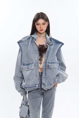 Style Core Aesthetics, New Style Trends - Asymmetric Design Denim Jacket