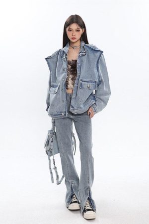 Style Core Aesthetics, New Style Trends - Asymmetric Design Denim Jacket