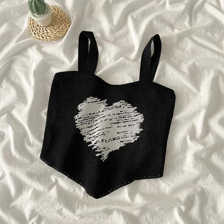 Style Core Aesthetics, New Style Trends - Asymmetric Heart Knitted Crop Top Style Core Aesthetics, New Style Trends - Asymmetric Heart Knitted Crop Top
