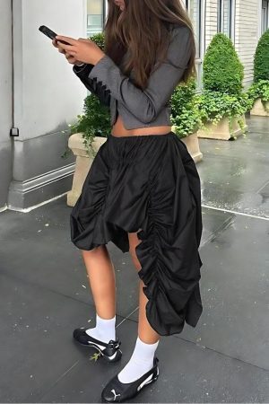 Style Core Aesthetics, New Style Trends - Asymmetric Ruched Mini Skirt
