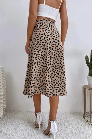 Style Core Aesthetics, New Style Trends - Asymmetric Tie Side Wrap Midi Skirt