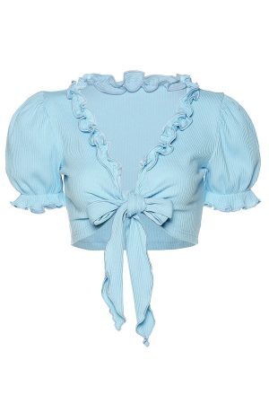 Style Core Aesthetics, New Style Trends - Baby Blue Knot Tie Crop Top