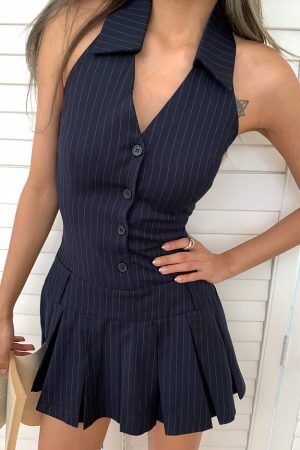 Style Core Aesthetics, New Style Trends - Baby Lies Halter Striped Dress