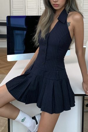 Style Core Aesthetics, New Style Trends - Baby Lies Halter Striped Dress