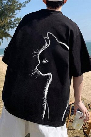 Style Core Aesthetics, New Style Trends - Back Printed Cat Tee