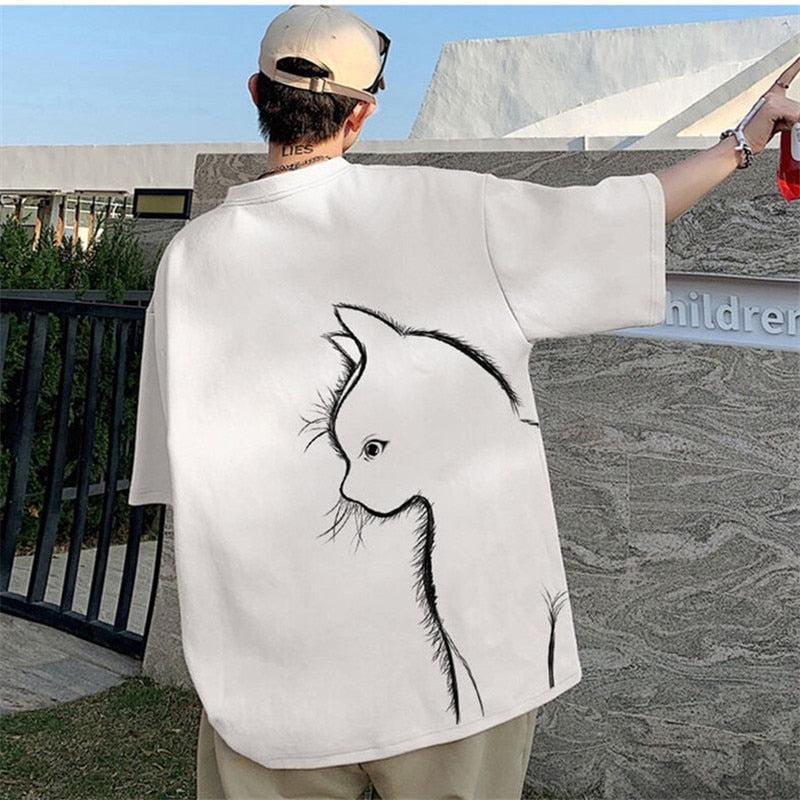 Style Core Aesthetics, New Style Trends - Back Printed Cat Tee Style Core Aesthetics, New Style Trends - Back Printed Cat Tee