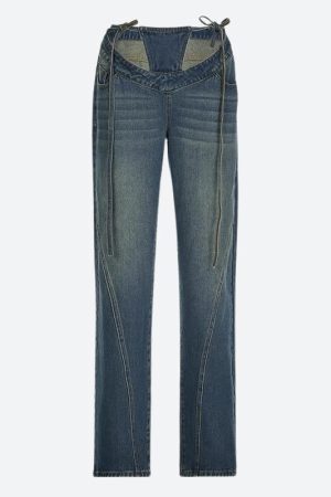 Style Core Aesthetics, New Style Trends - Baddie Cut Out Low Rise Denim Jeans
