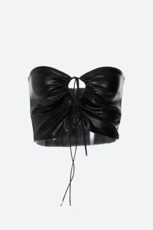 Style Core Aesthetics, New Style Trends - Baddie Faux Leather Lace Up Crop Top