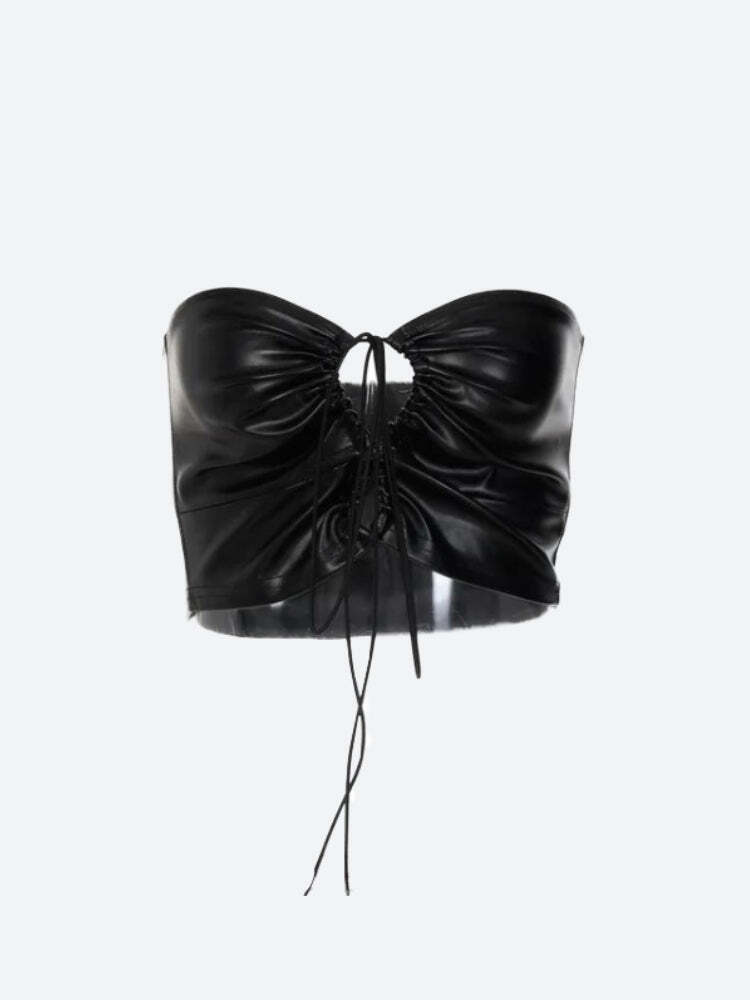 Style Core Aesthetics, New Style Trends - Baddie Faux Leather Lace Up Crop Top Style Core Aesthetics, New Style Trends - Baddie Faux Leather Lace Up Crop Top