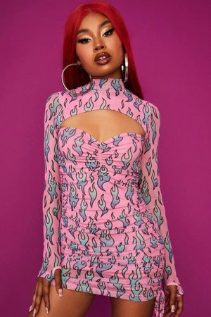 Style Core Aesthetics, New Style Trends - Baddie Flame Bodycon Mini Dress