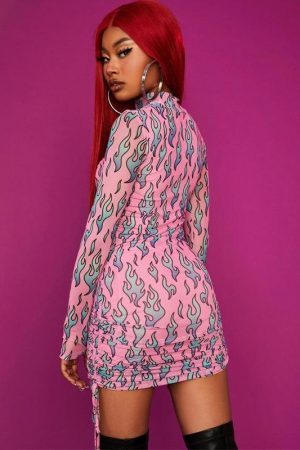 Style Core Aesthetics, New Style Trends - Baddie Flame Bodycon Mini Dress