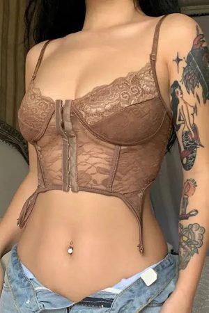 Style Core Aesthetics, New Style Trends - Baddie Lace Crop Corset Top