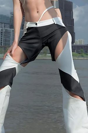 Style Core Aesthetics, New Style Trends - Baddie Patchwork Cut-Out Festival Pants