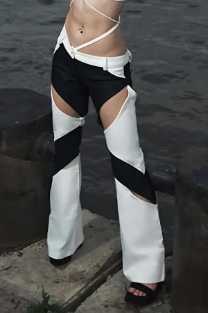 Style Core Aesthetics, New Style Trends - Baddie Patchwork Cut-Out Festival Pants