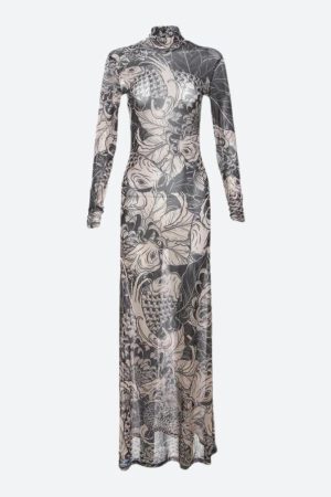 Style Core Aesthetics, New Style Trends - Baddie Tattoo Maxi Dress