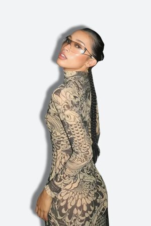 Style Core Aesthetics, New Style Trends - Baddie Tattoo Maxi Dress