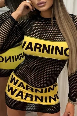 Style Core Aesthetics, New Style Trends - Baddie Warning Fishnet Mini Dress