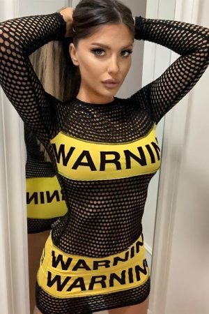 Style Core Aesthetics, New Style Trends - Baddie Warning Fishnet Mini Dress