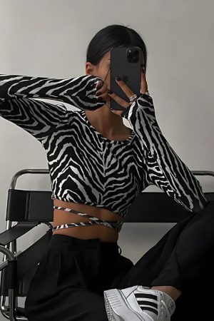Style Core Aesthetics, New Style Trends - Baddie Zebra Backless Crop Top