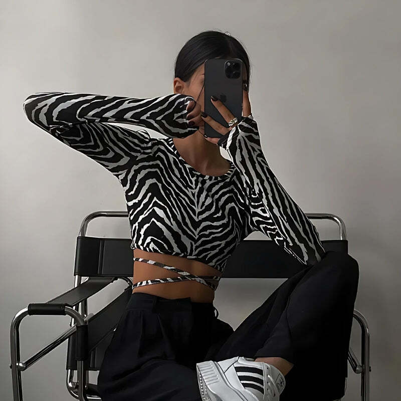 Style Core Aesthetics, New Style Trends - Baddie Zebra Backless Crop Top