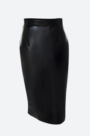 Style Core Aesthetics, New Style Trends - Baddie Zip Up Slit Midi Skirt