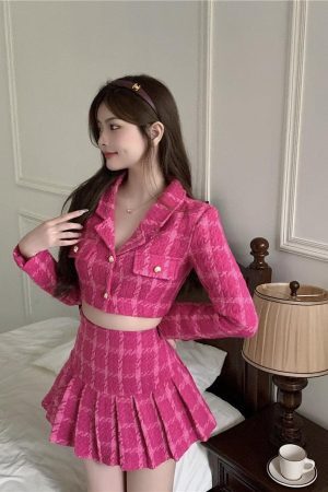 Style Core Aesthetics, New Style Trends - Barbie Crop Jacket & Mini Skirt Two Piece Set