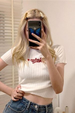 Style Core Aesthetics, New Style Trends - Barbie Embroidered Crop Top