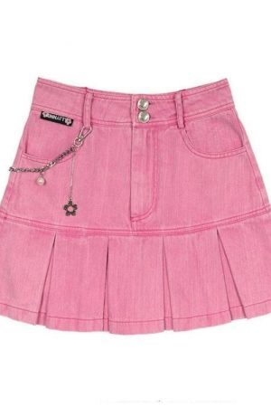 Style Core Aesthetics, New Style Trends - Barbie Pleated Denim Mini Skirt